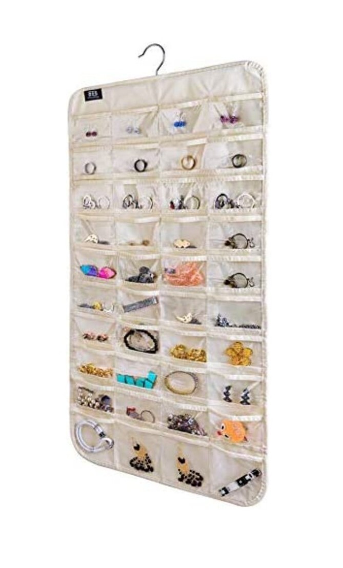 80 Pocket Hanging Jewelry Organizer, Dual Side Accessories Organizer