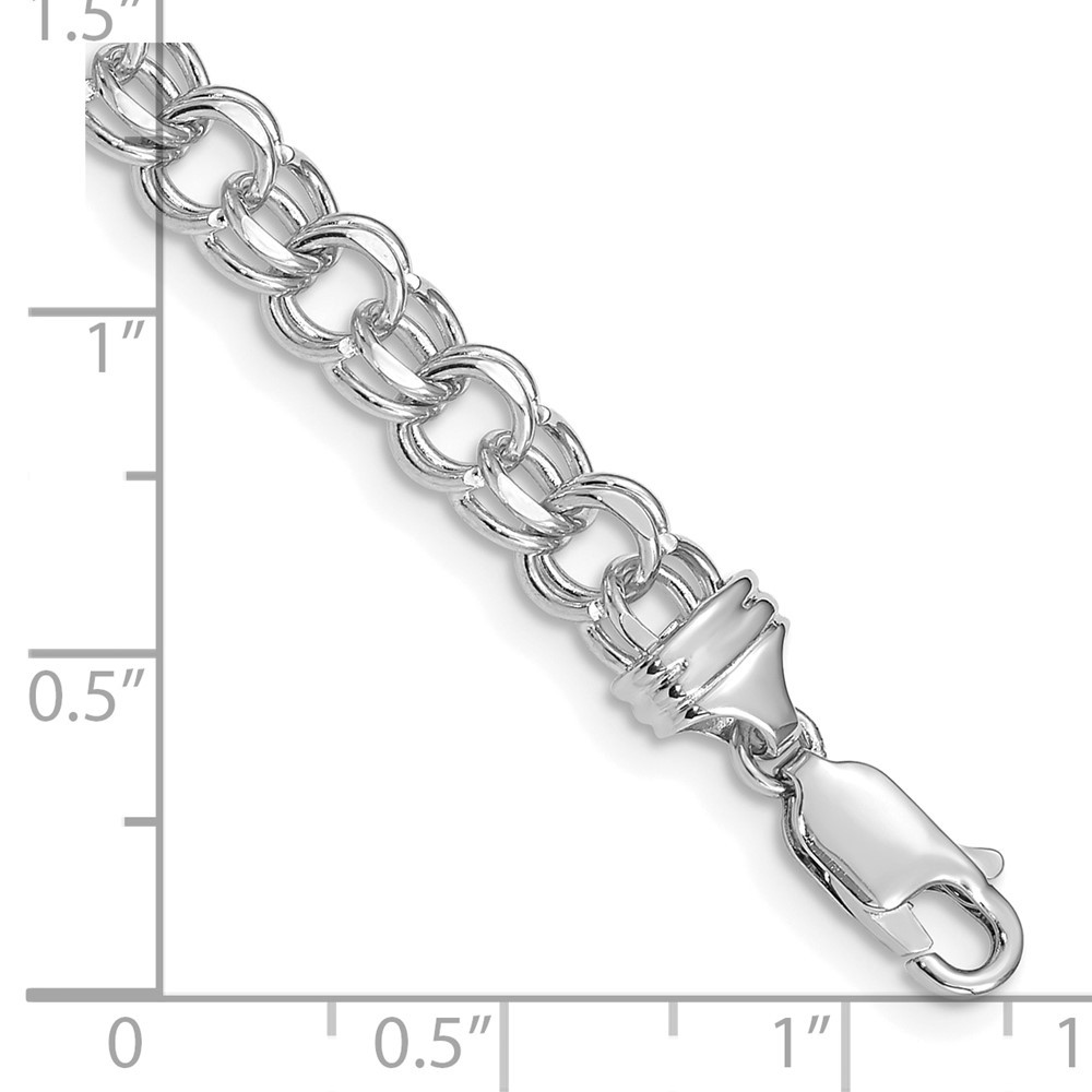 14k White Gold 5.5mm Diamond-cut Solid Heavy Double Link Charm Bracelet 7″