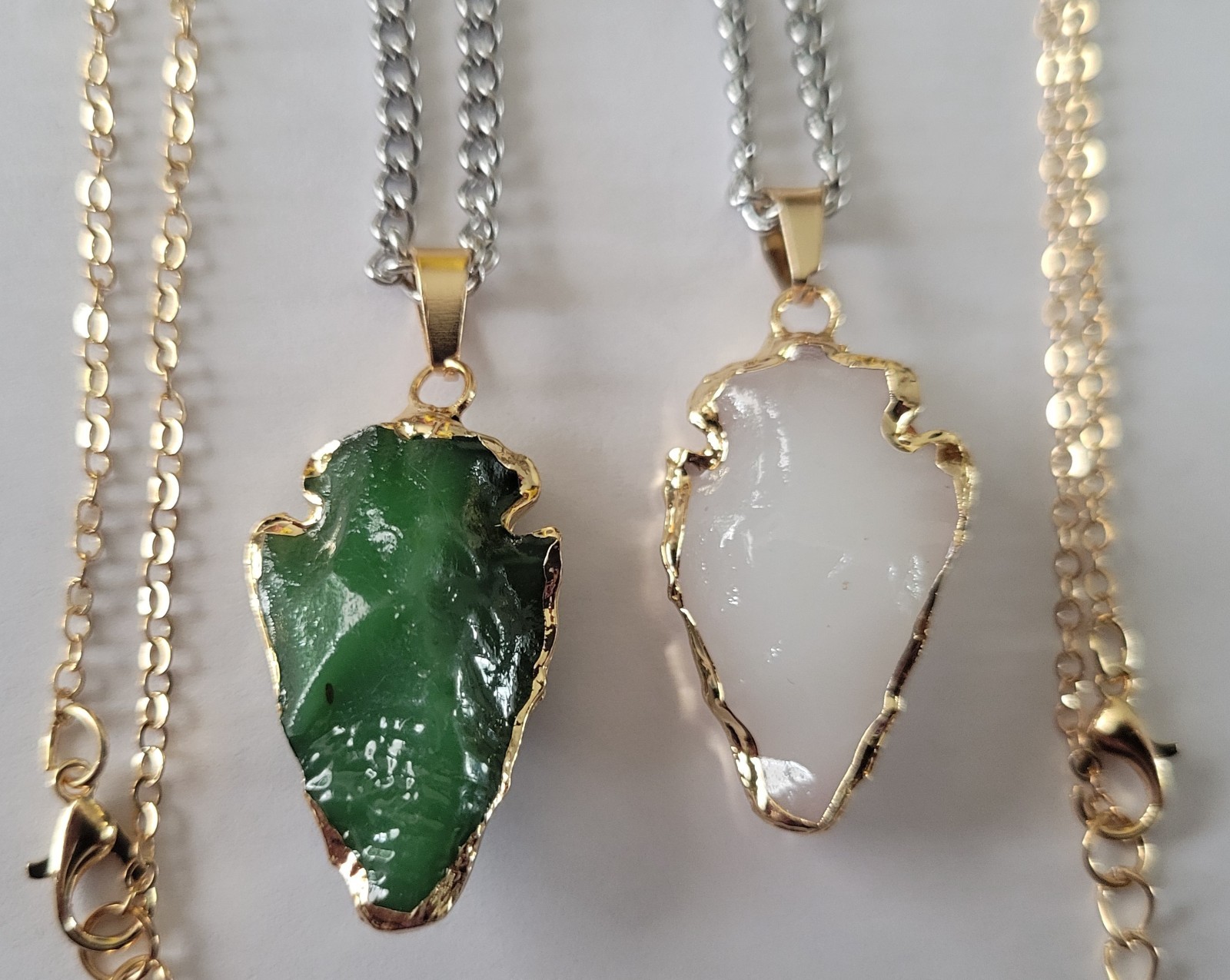 2 Natural Stone Arrowhead Necklaces EACH with two 18″ chains
