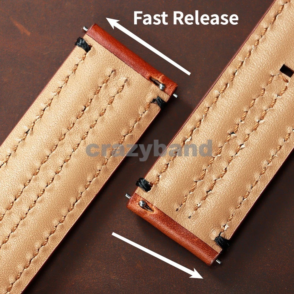 20mm 22mm 24mm Quick Release Genuine Leather Watch Strap Band for Men Wristband