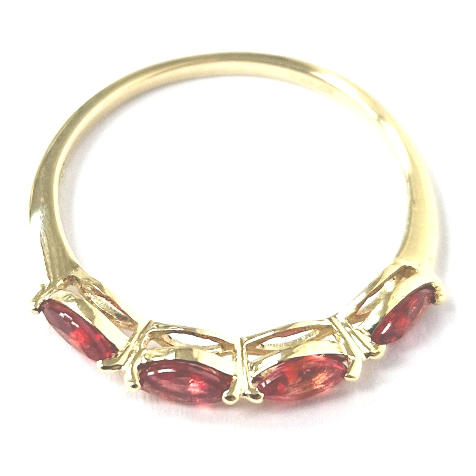 9ct Gold Blood Orange Zirconia Ring Size O Band UK Hallmarked 1.1g