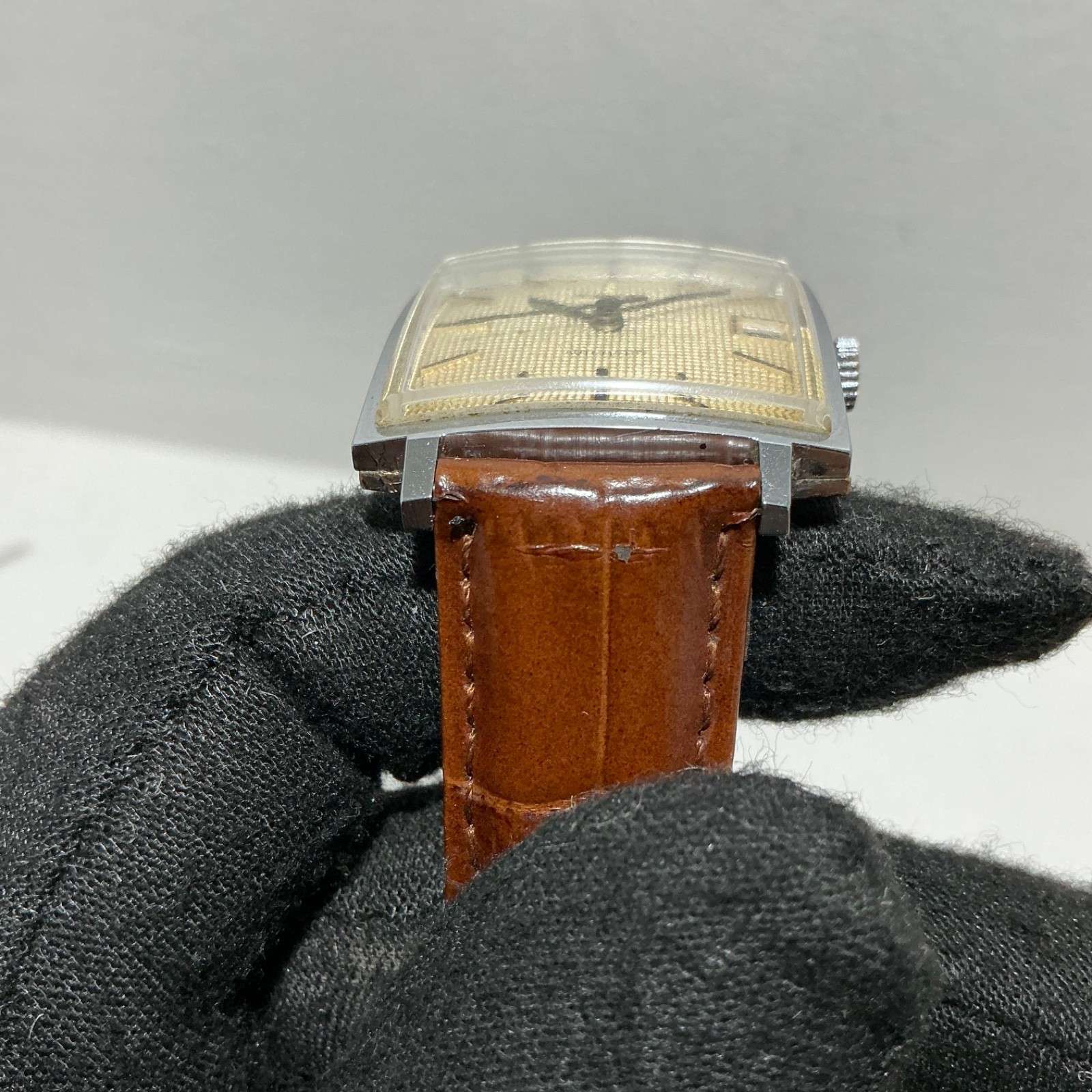 Vintage Yema Automatic Arabic Date Textured Dial Square 29mm Swiss
