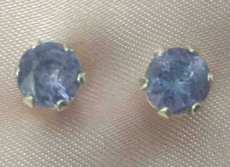5.5mm TANZANITE PETITE ROUND STUDS -SET IN .925 STERLING SILVER- over 1.25ctw