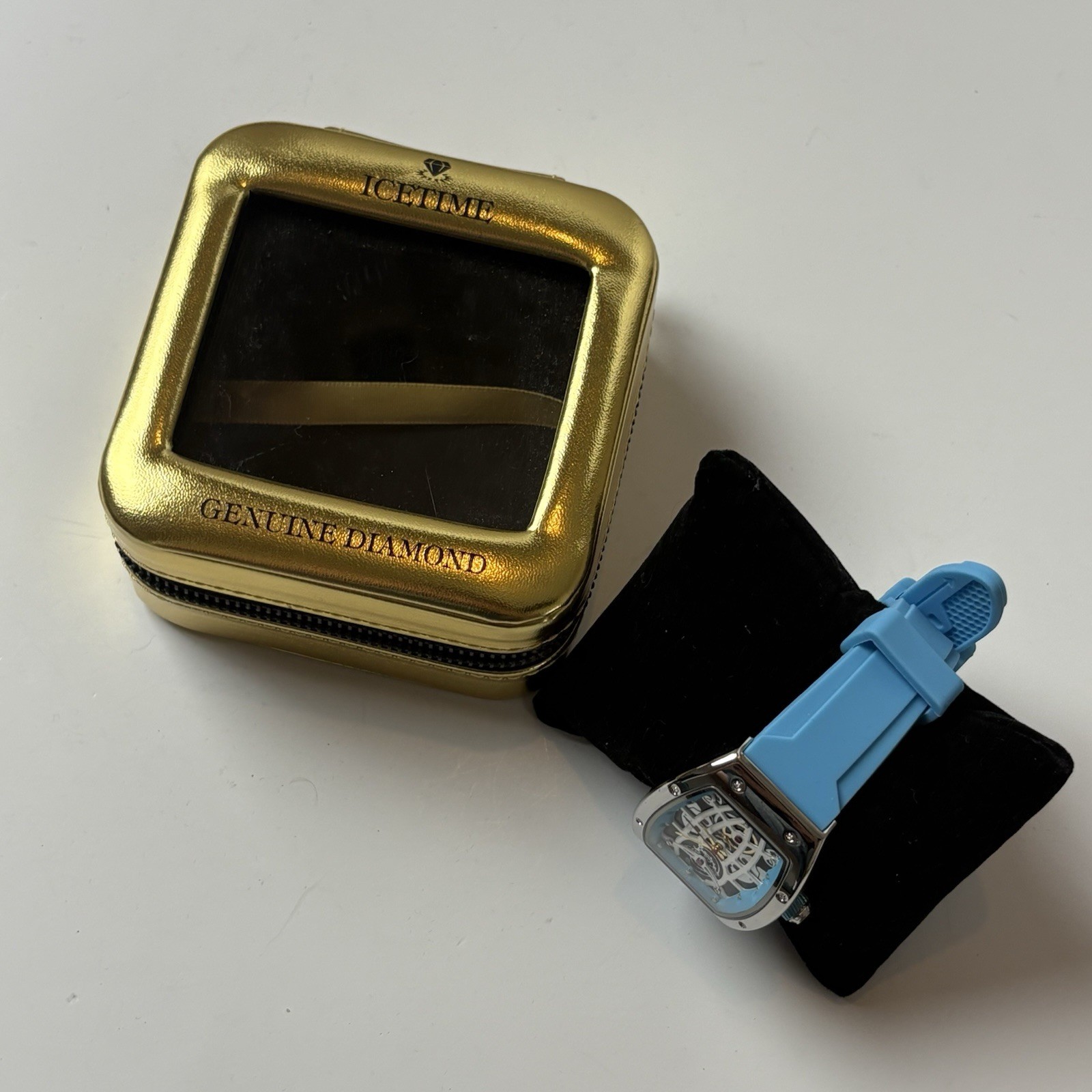 IceTime 33mm Blue Dial Steel Ladies Luxury Watch 0.10ct Diamonds IT25