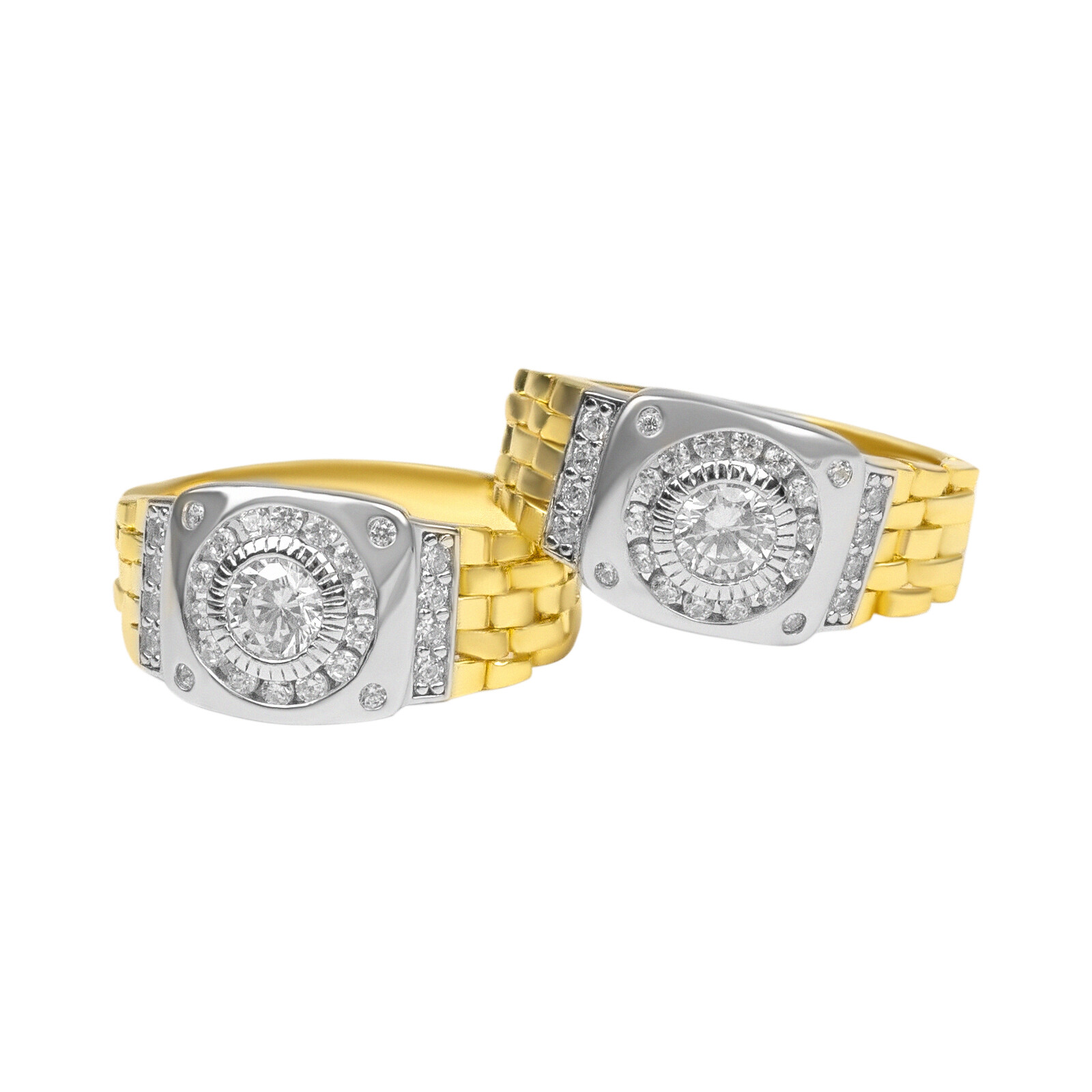 10k Gold Plated Solid 925 Sterling Silver Watch Band Ring for Men Pinky CZ