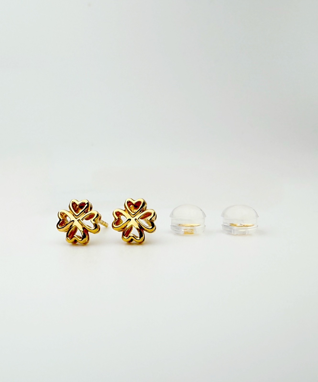 18K Solid Gold Clover Stud Earrings | 5.4mm | Minimalist Earrings