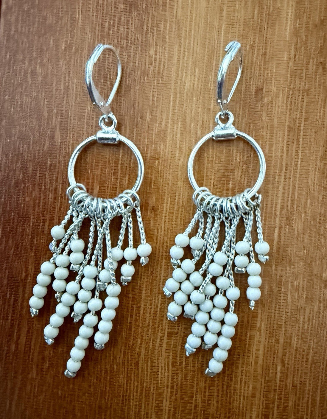 Vintage 90’s Boho Dangle Drop Earrings w/ Round Tassel Beads