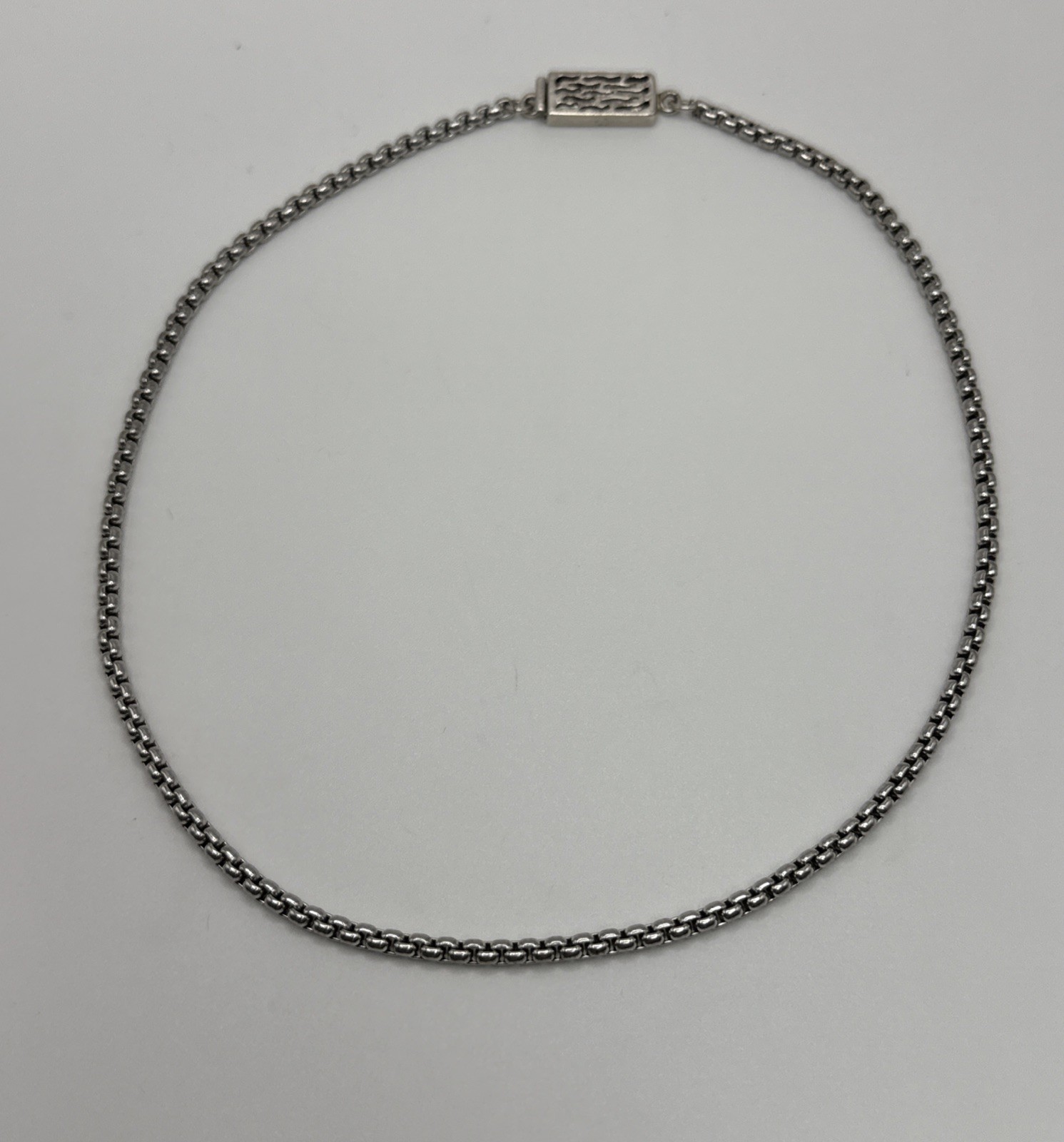 17″ Box Link Chain with Ornate Push Lock Clasp 21.5 grams