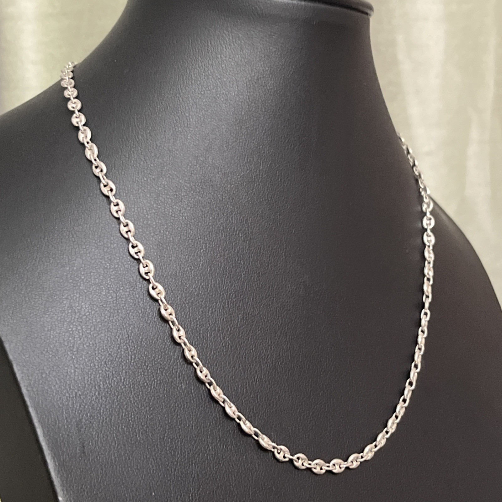 Vintage Italy Sterling Silver 925 Puffy Gucci Link Chain Necklace 18” Long 3.8mm
