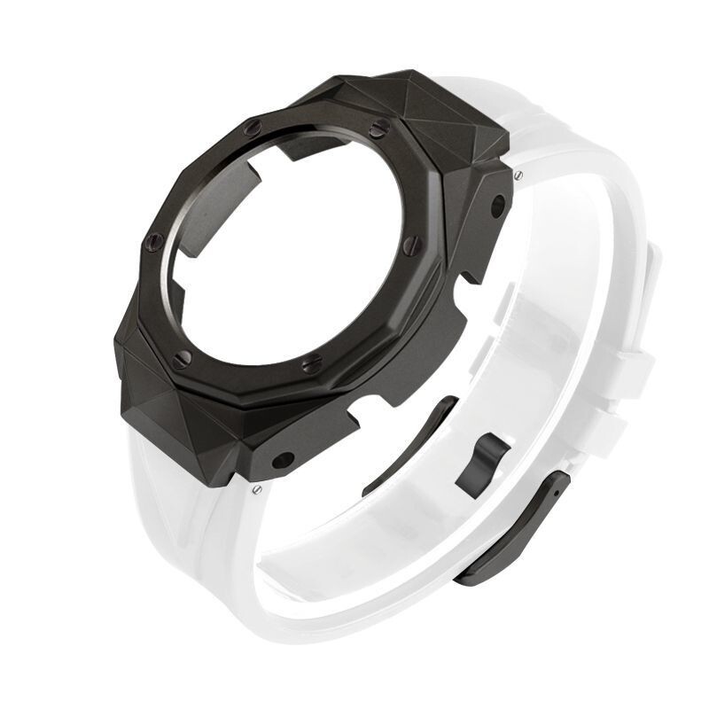 For G-Shock GA-2100 GA2110 CasiOak Mod Kit Steel Diamond Bezel Case Rubber Strap