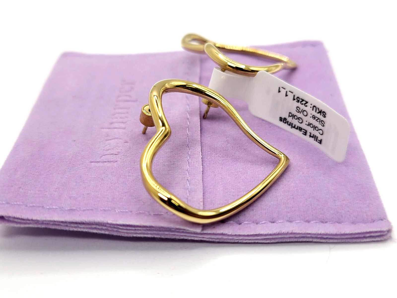 Hey Harper Flirt Earrings 14k Gold PVD Heart Hoop Earrings