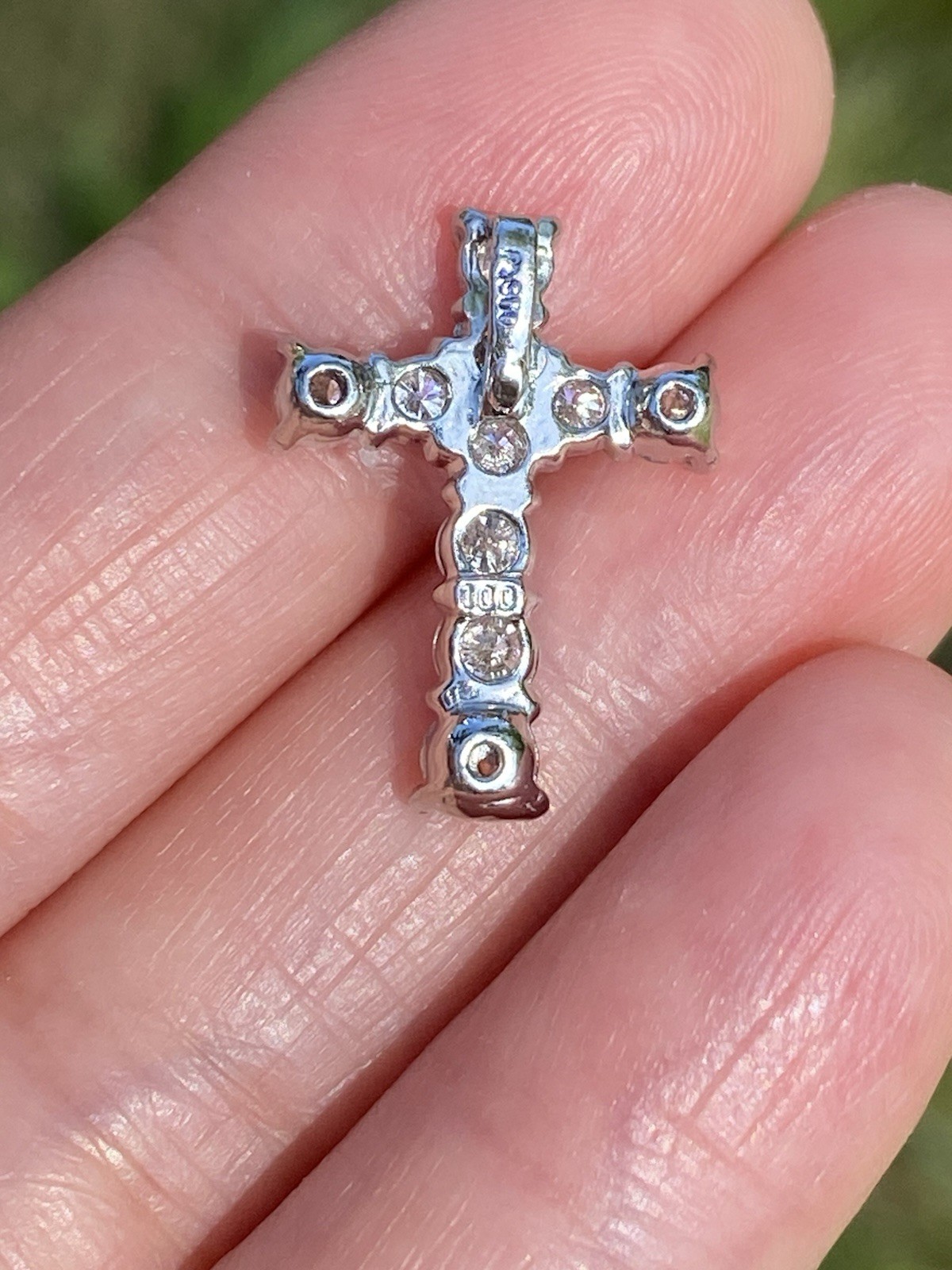 Solid Platinum 1.00TCW 100% Natural Diamond Cross Pendant