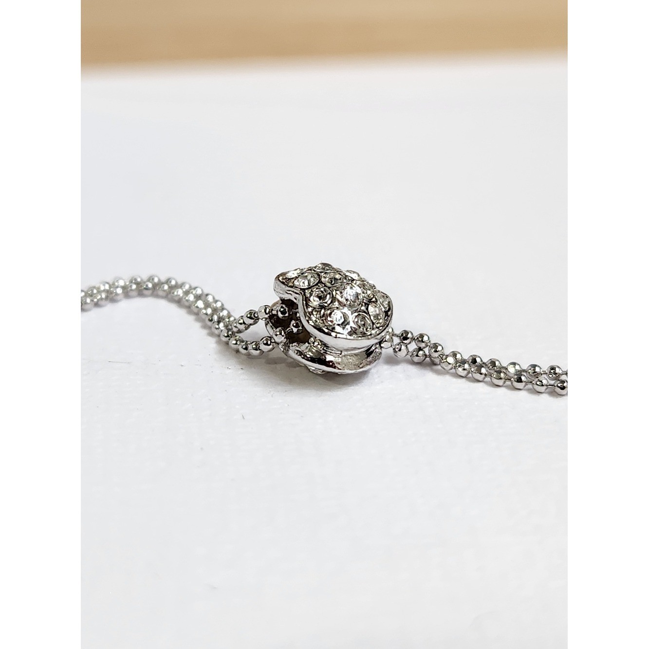 NIB Sterling Silver Heart Bolo Adjustable Slider Pavé Lariat Necklace 16″