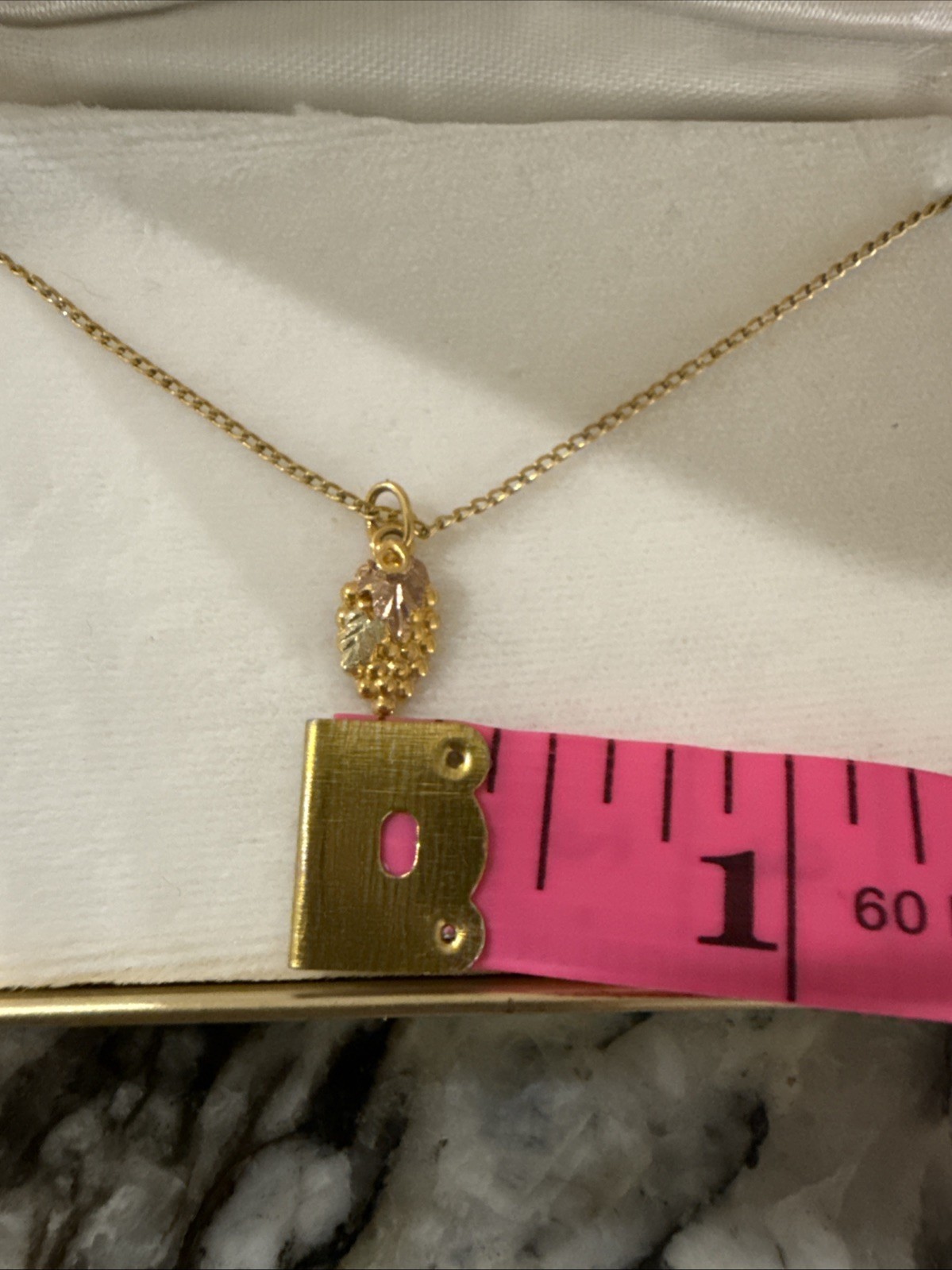 NEW Vintage 10-12K Black Hills Gold Tri-Color Necklace Landstrom’s W/Orig. Box
