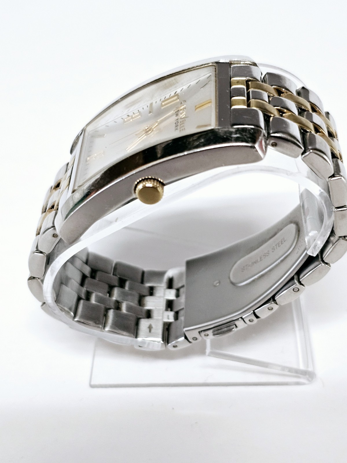 Caravelle By Bulova Tank Watch 45A123 Two Toned 32mm To Crown 40mm From Top.