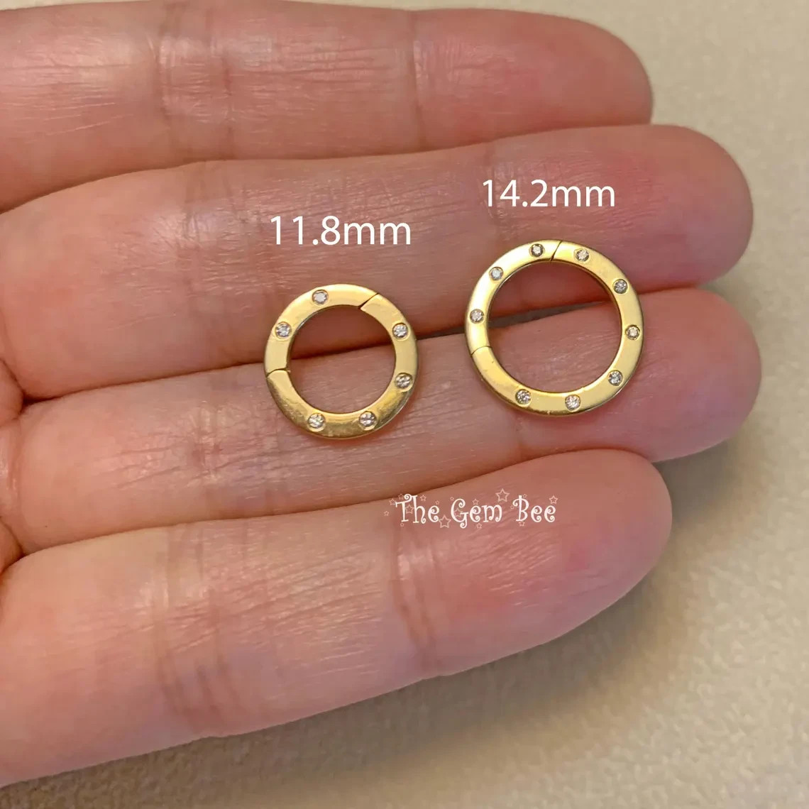 14.2mm 11.8mm 14K Yellow Gold Diamond Circle Charm Holder Snap Locker Pendant