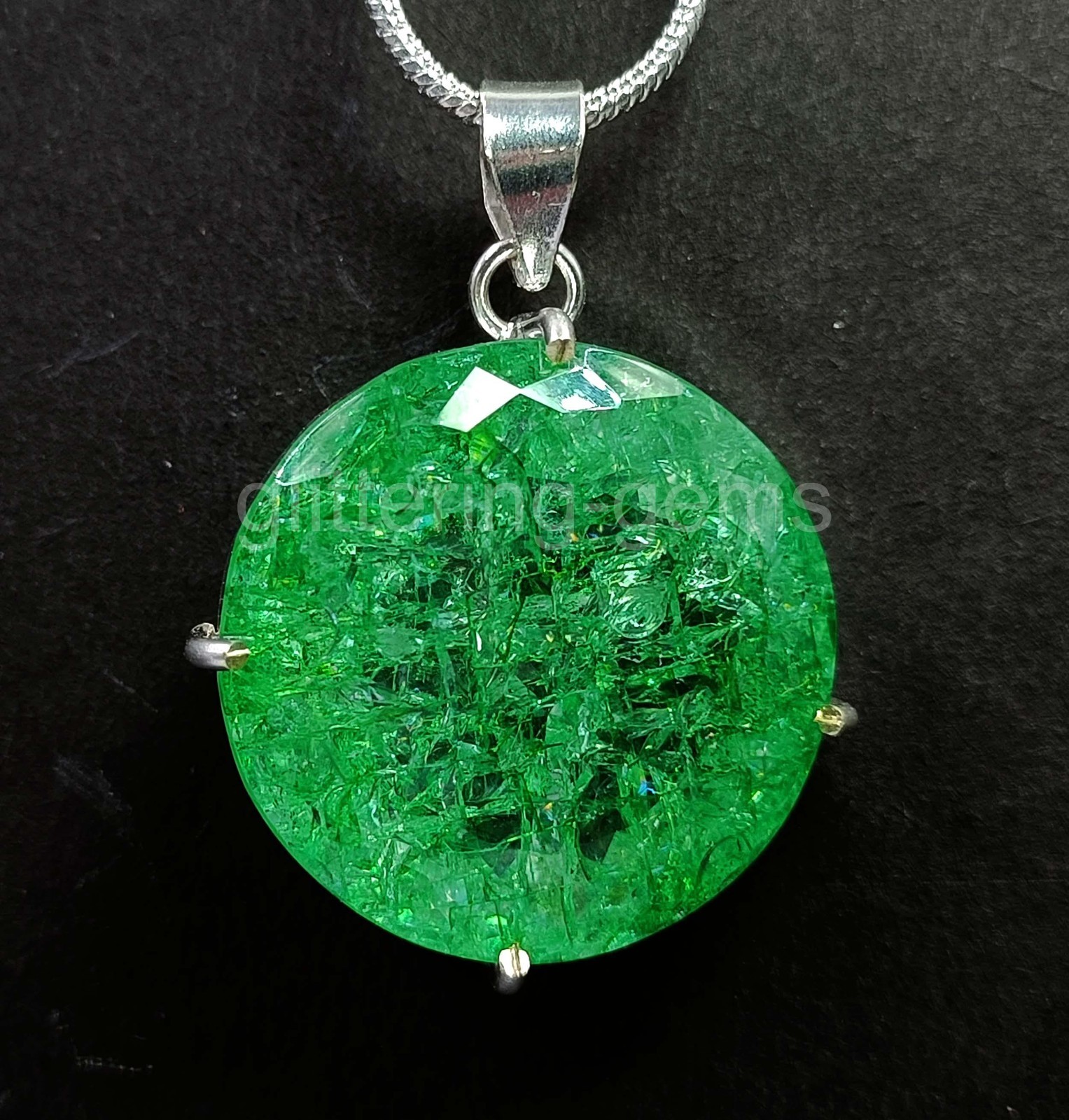 Natural Certified 123.0Ct Green Emerald 925 Solid Silver Pendant Loose Gems 5JST