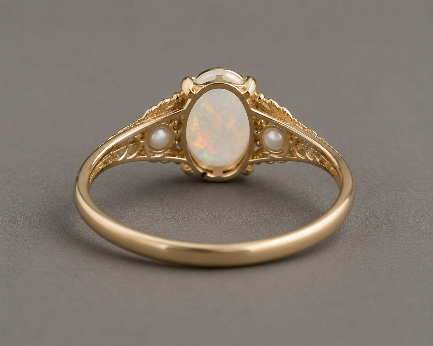 Vintage Ethiopian Opal Pearl Ring 925 Sterling Silver Antique Style Oval Opal