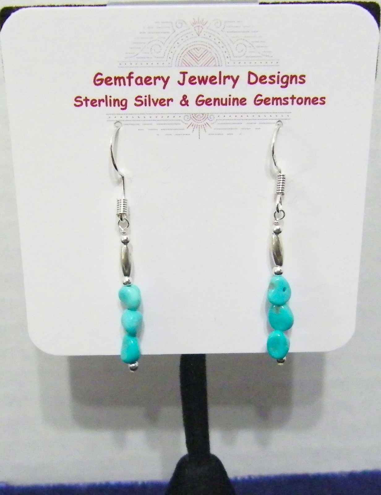 Sterling Silver Natural WHITE WATER TURQUOISE Earrings #1331…Handmade USA