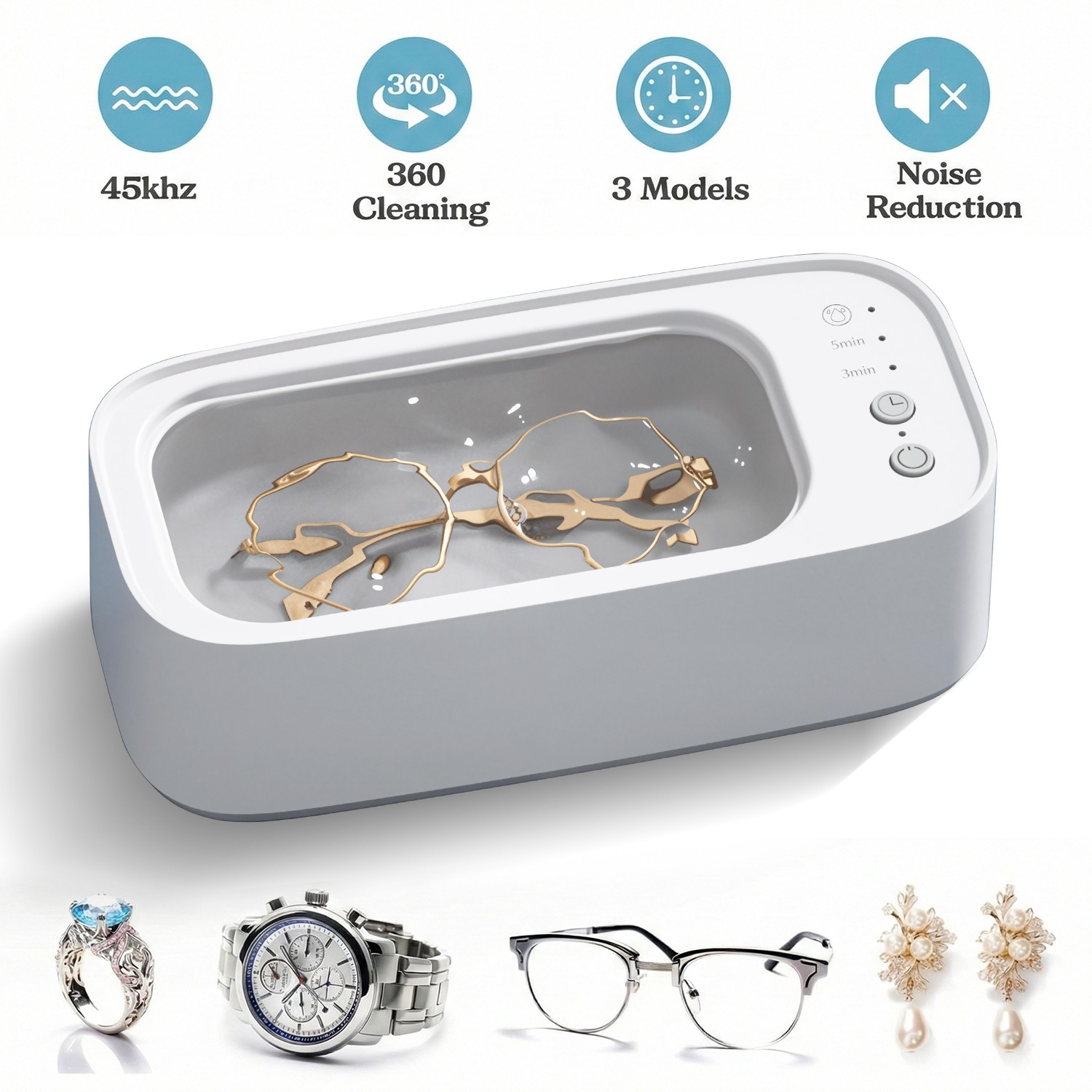 Ultrasonic Jewelry Cleaner Denture Glass Watch Ring Bath Tank Cleaning Machine