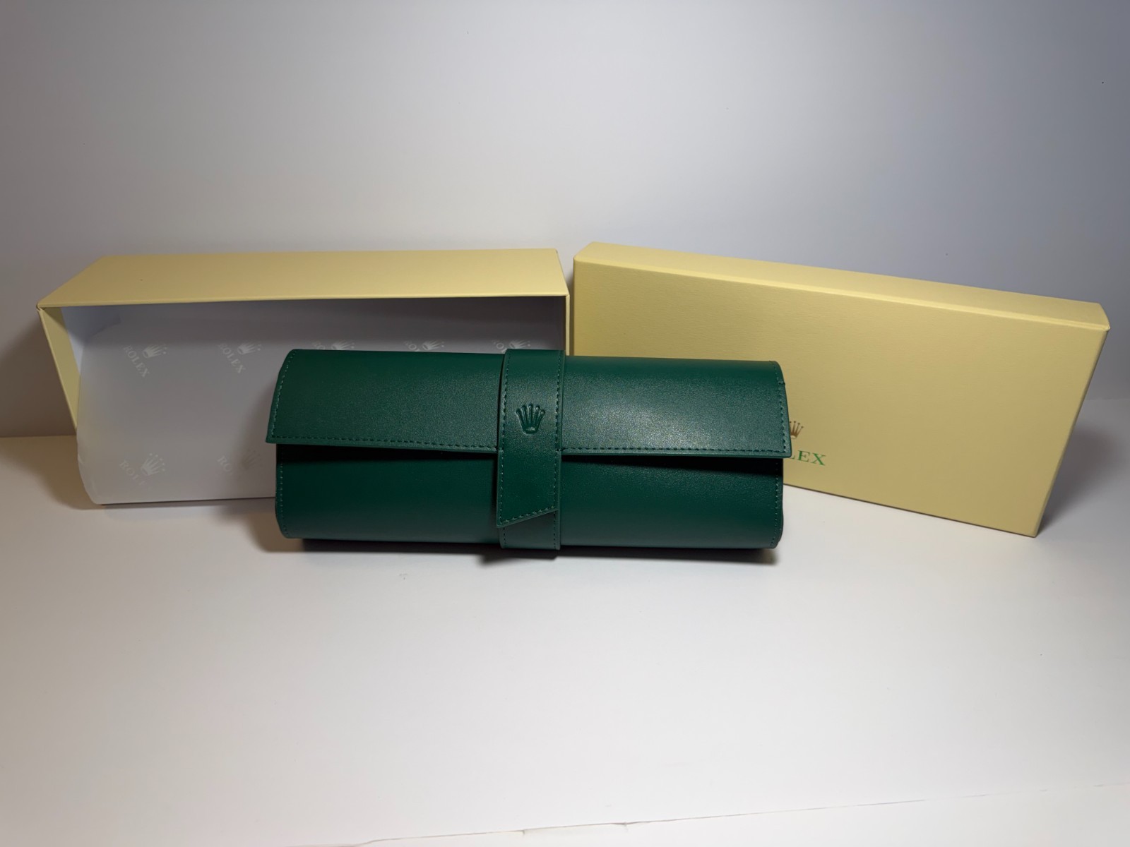 Luxury Green Leather Watch Roll Travel Case 3 Slot Storage Pouch Collector Gift