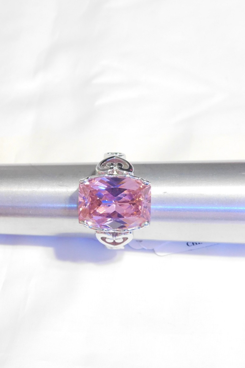Stunning Pink Emerald-Cut Simulated Diamond Ring 20.00 CTW