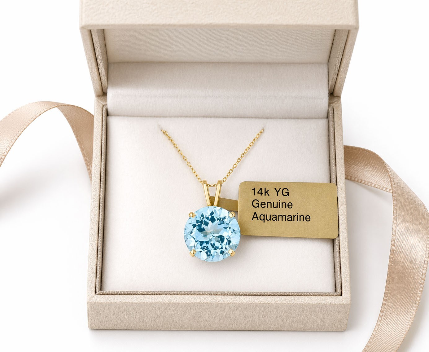 GENUINE 4.20 Cts AQUAMARINE PENDANT 14k YELLOW GOLD – Free Appraisal Service