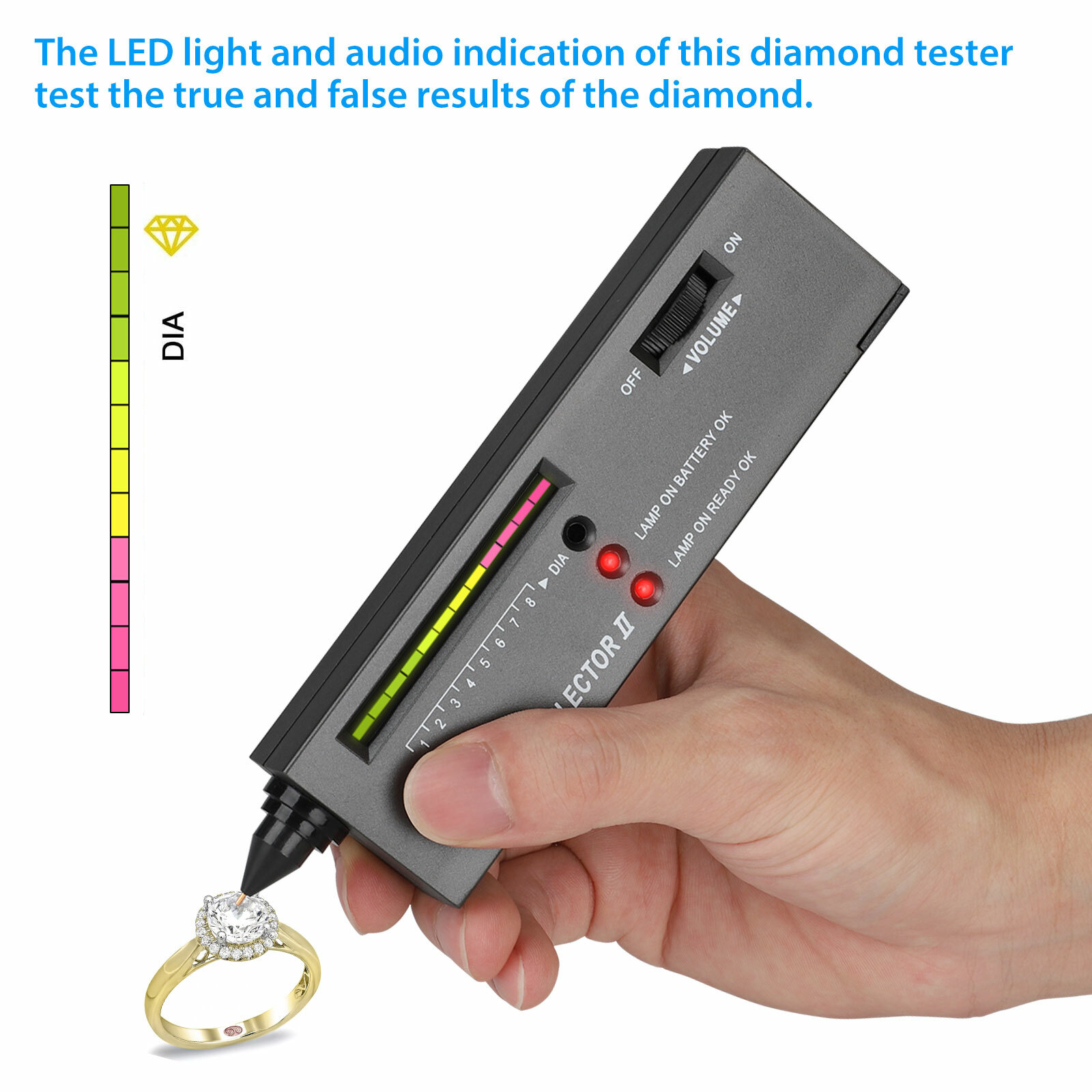 Portable Diamond Gem Tester Selector with Case Gemstone Platform Jeweler Tool