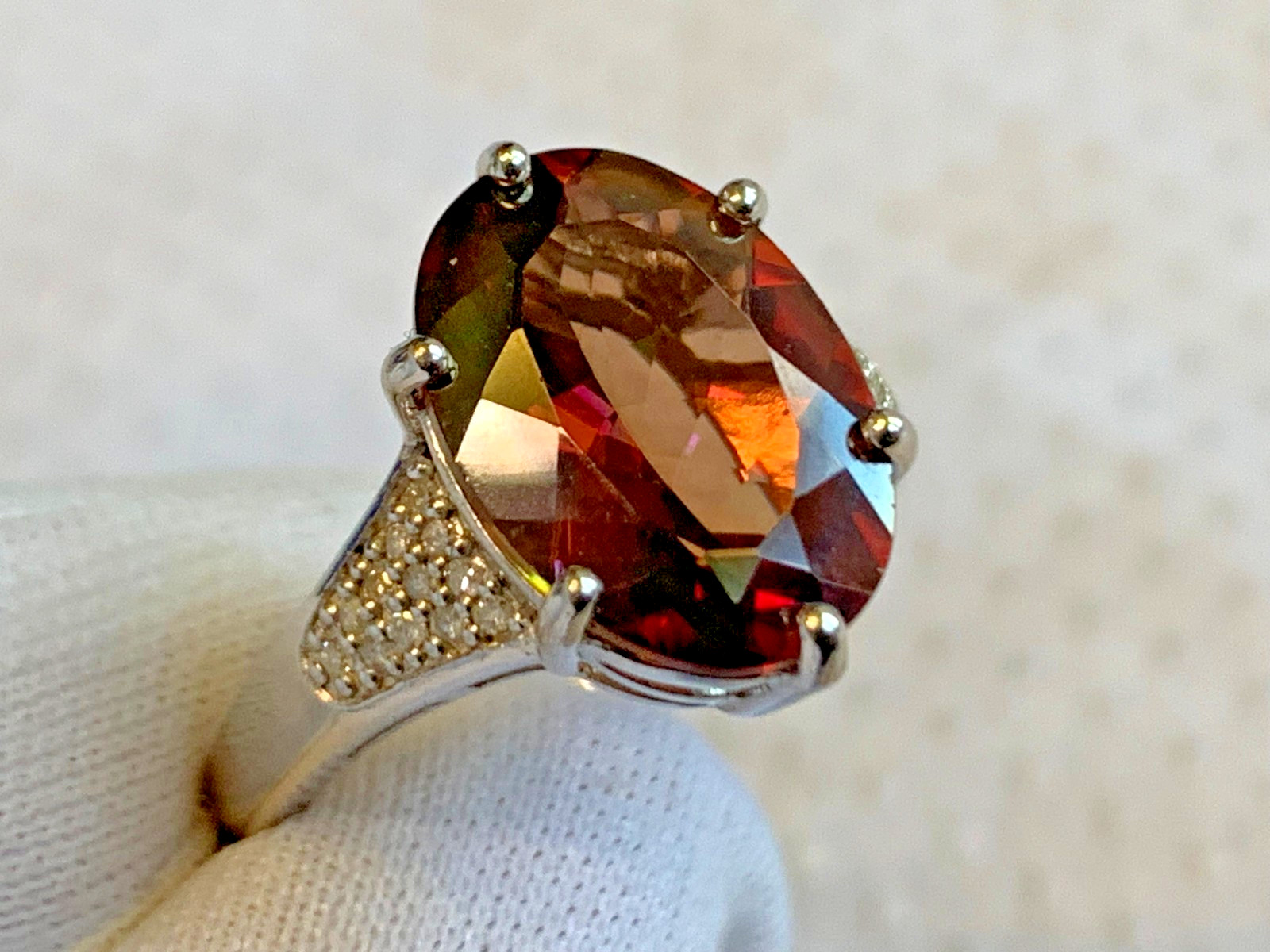 Sterling Silver Ring 4.48g Jewelry Size 7 Band Twilight Fire Topaz Look *READ*