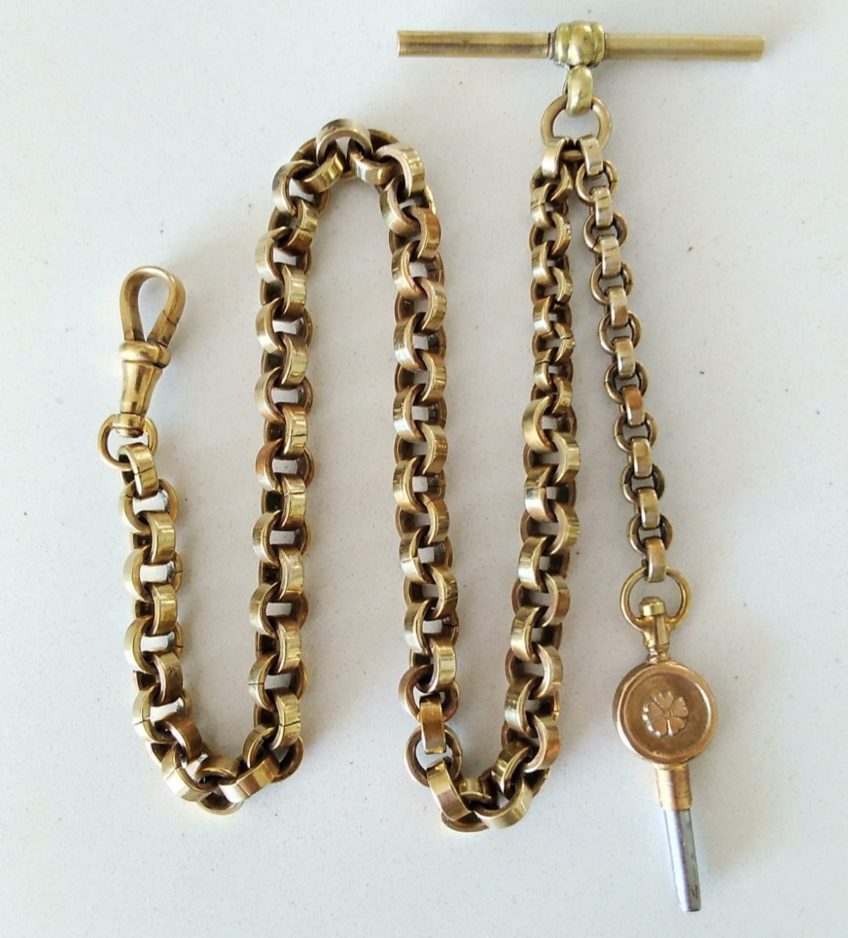 Antique Pocket Watch Chain Belcher Link yellow gold 34g L.B. CANADA