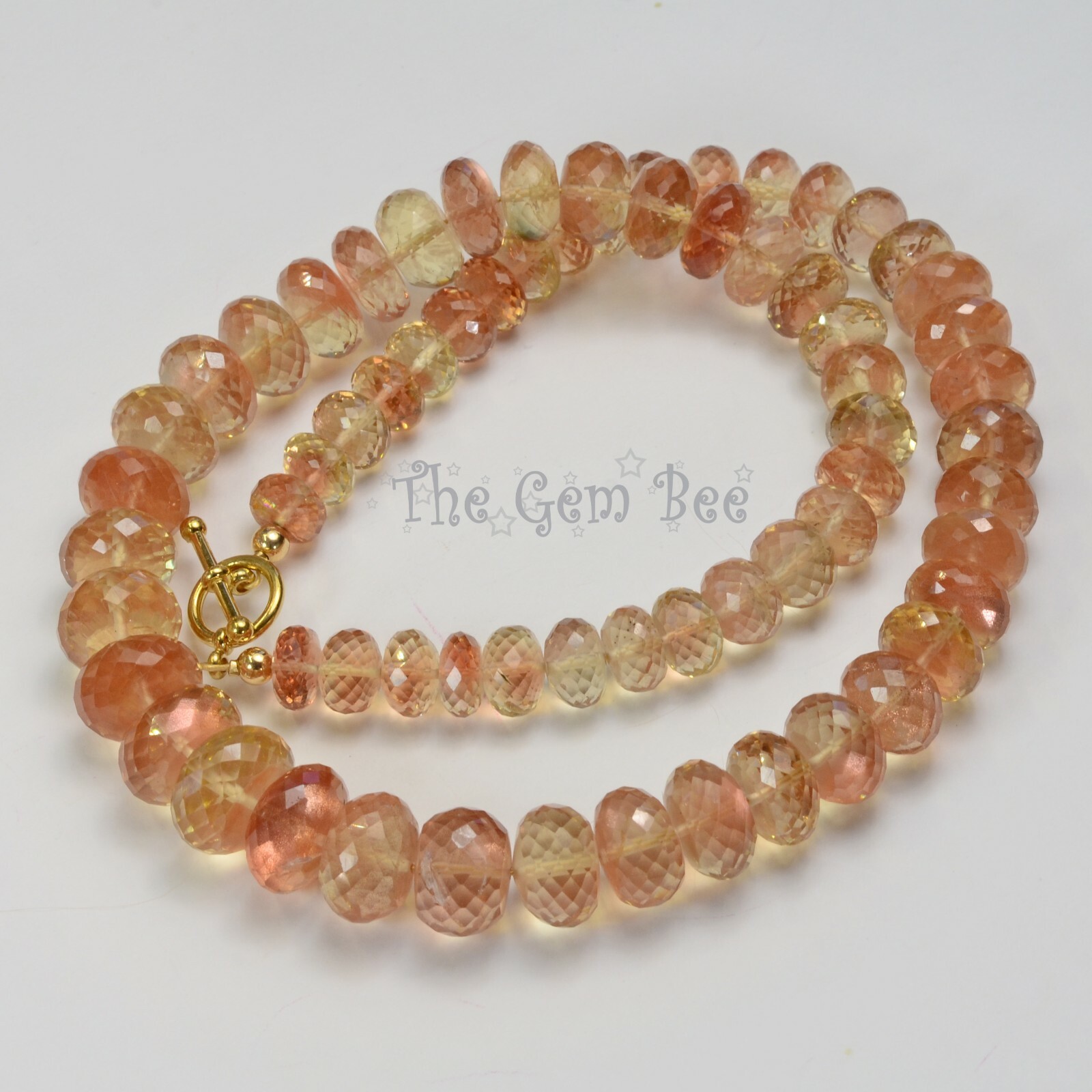 Rare Large 425CT 8.3mm-14.2mm Oregon Sunstone Faceted Size Rondelle Beads 18″ St