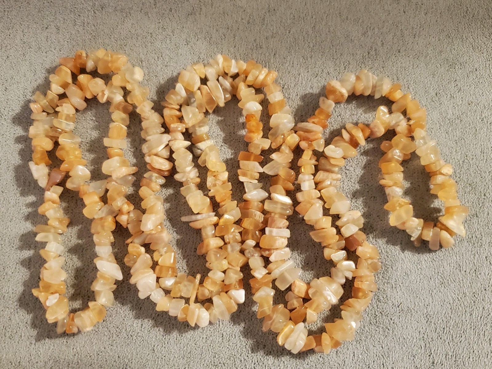 Carnelian Quartz Chip Beaded Rope Necklace 33 Inches