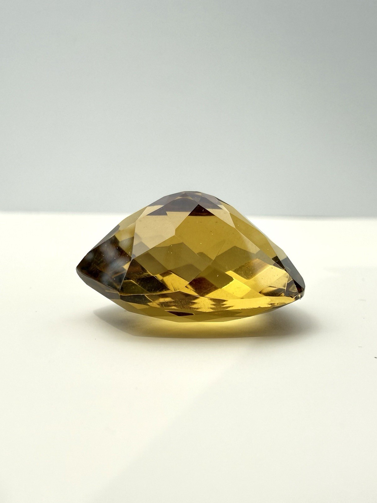 42 Carat Golden Brazilian Citrine – Chevron/Shield Shape, Rose Cut Faceting