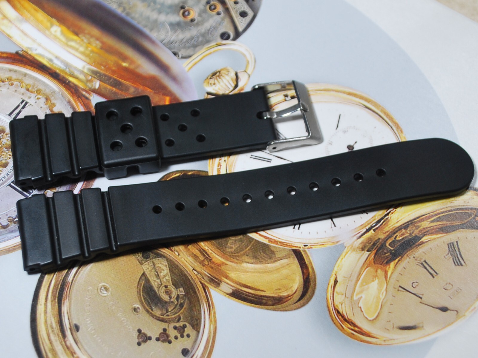 New 22mm Black Rubber Men’s Watch Band for Casio, Seiko Diver Watches