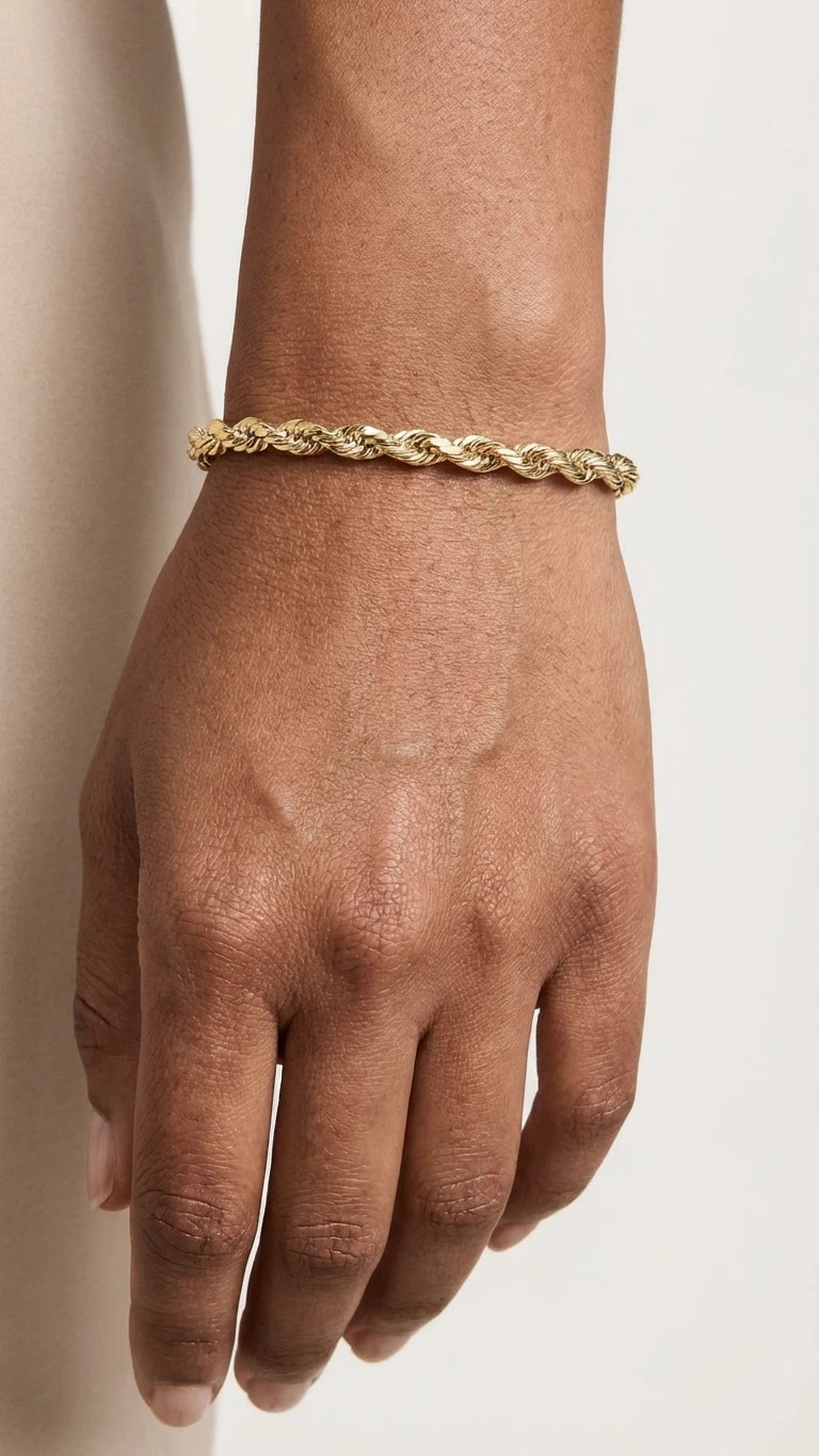 10k Yellow Gold Rope Chain 5mm Necklace Bracelet Set Real Men Women