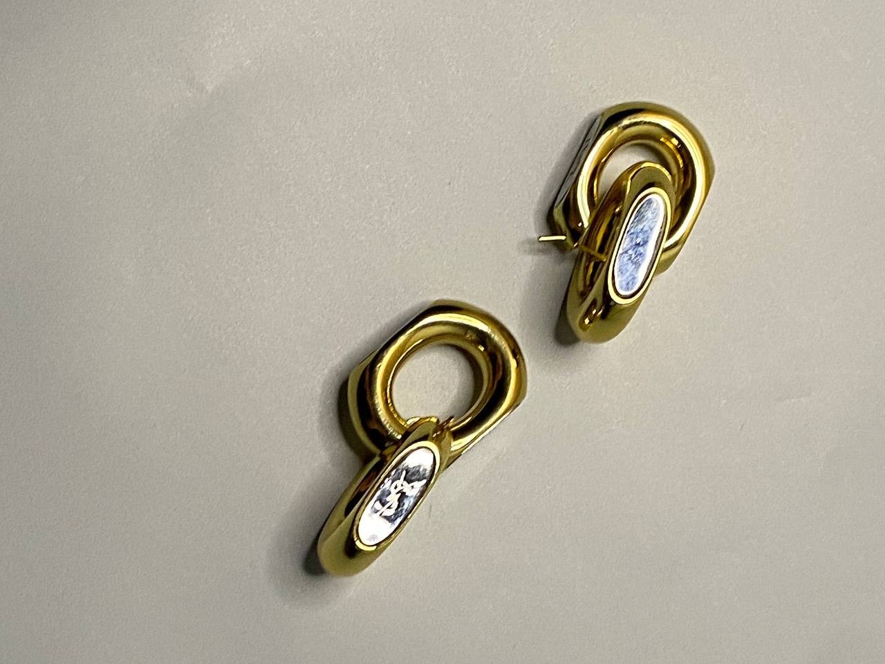 Yves Saint Laurent Gold Interlocking Link Earrings