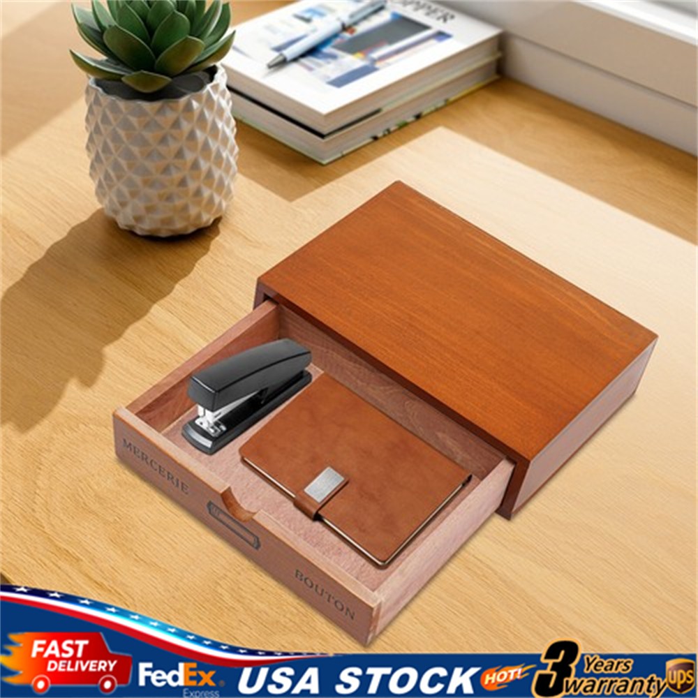 Single-Drawer Storage Box Table-Top Holder Case Wooden Desktop Jewelry Organizer