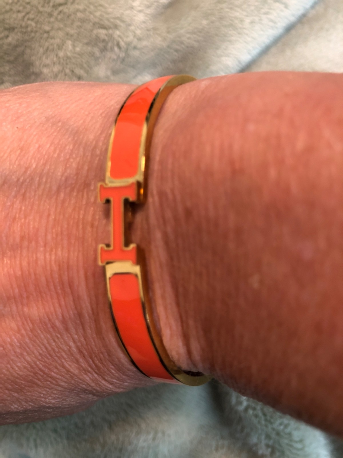 Orange Fruite Enamel Clic Clac H Cuff Bangle Bracelet Metal Designer Style