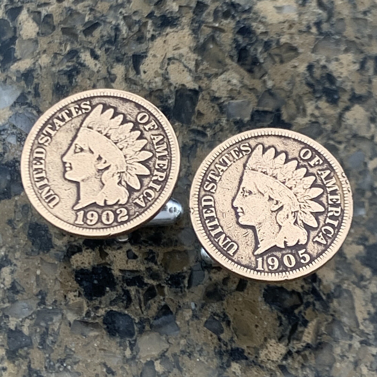 New Cufflinks Antique Vintage Indian Head 100 Year Penny Coin Currency Americana