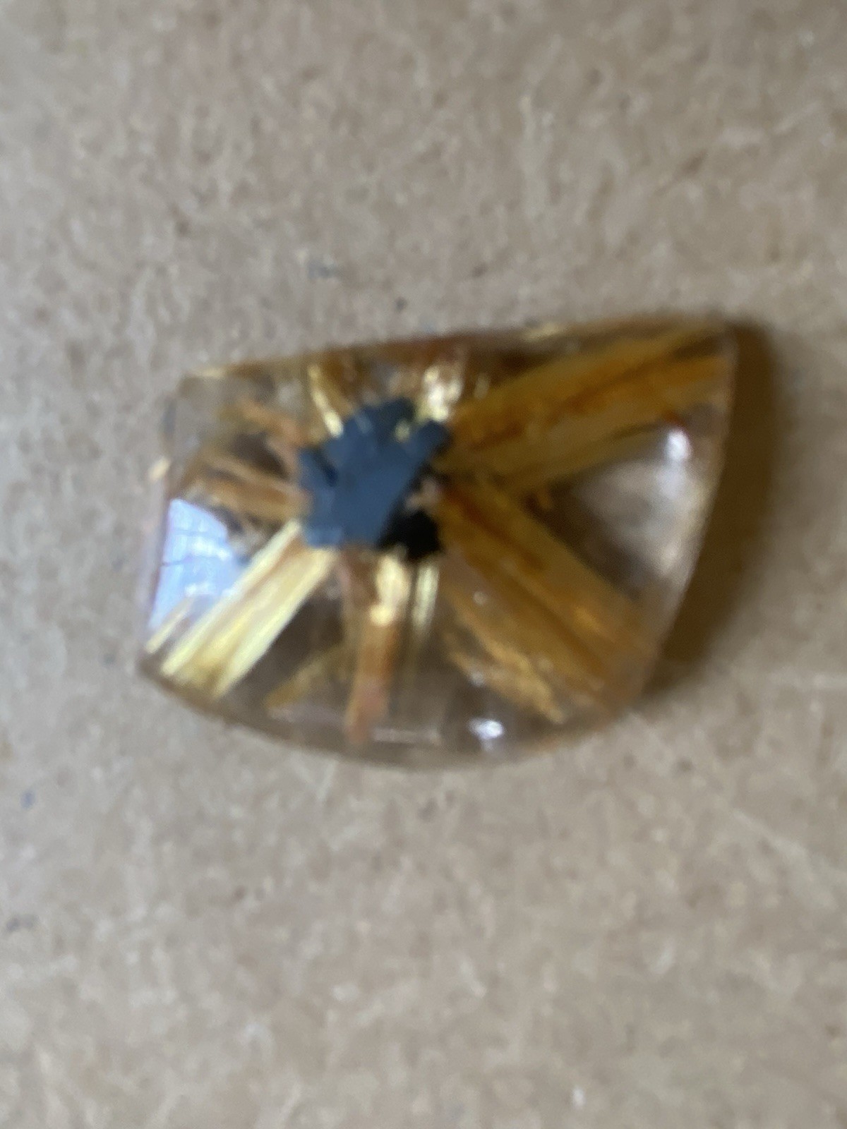 Cabachon thick Golden Rutile In Quartz Brazilian 25 Carats 1.1×3/4×1/4 Inches