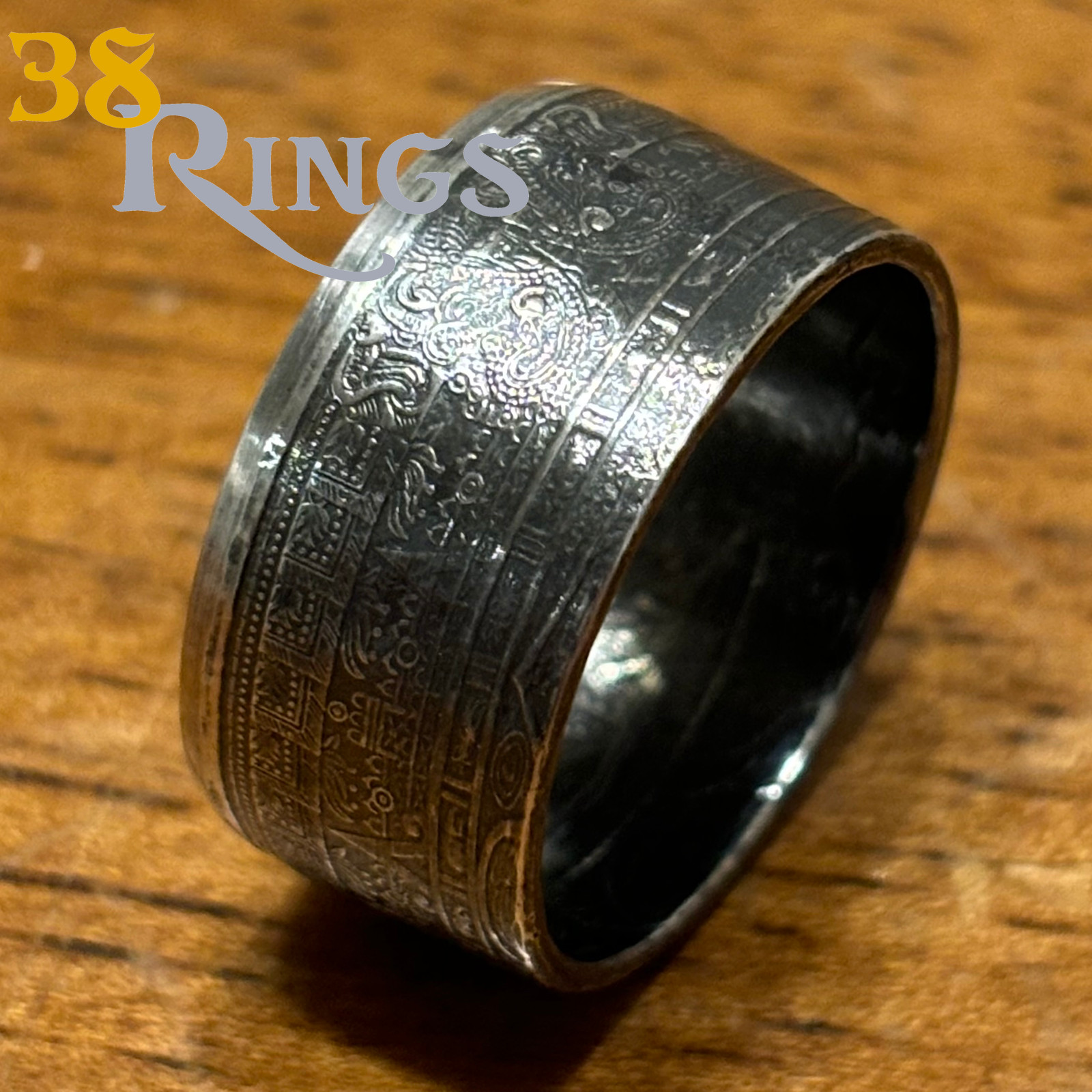 PURE SILVER Aztec Calendar Coin Ring 1/2 toz USA Handmade SIZES 5-13 JEWELRY GSM
