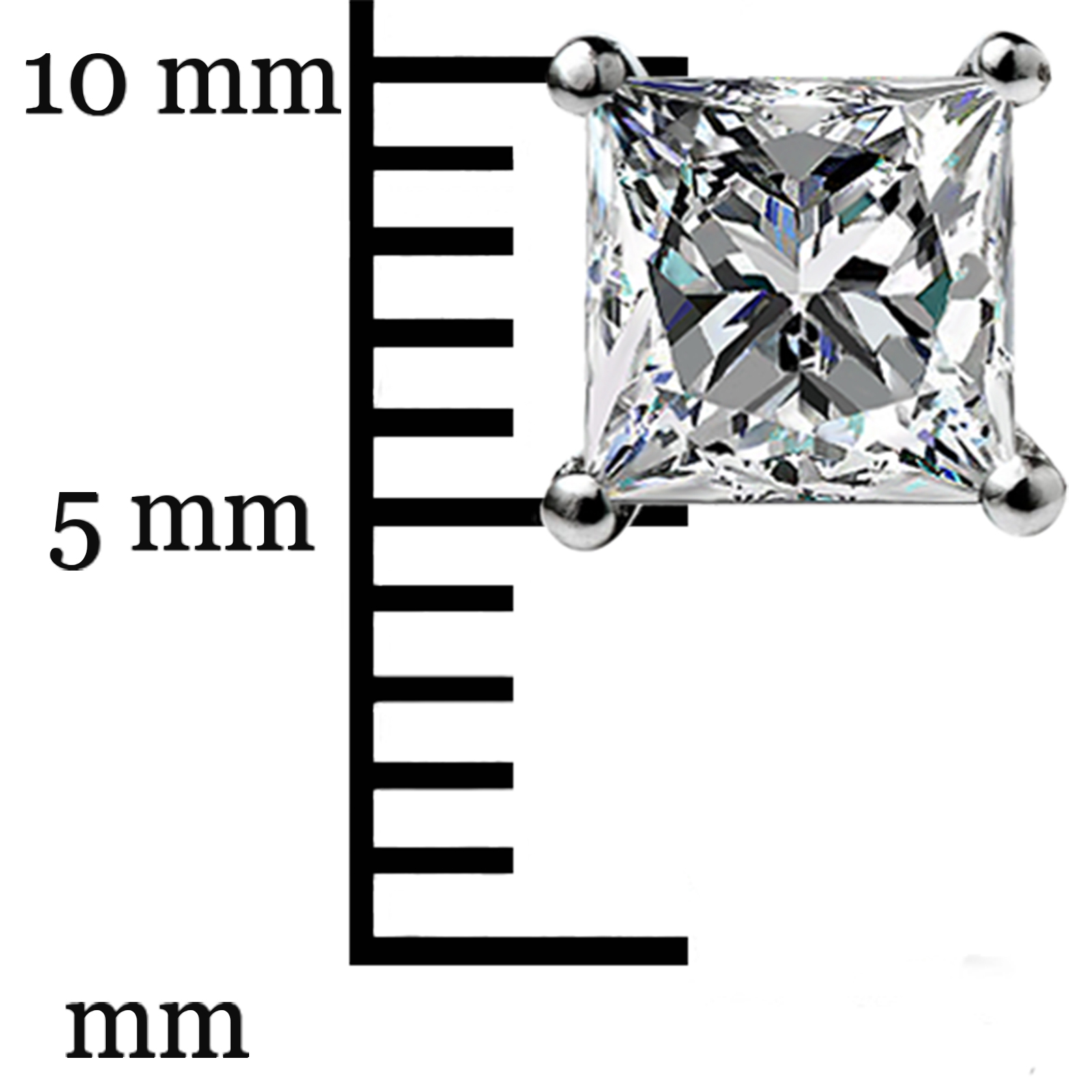 1.55Ct Princess Cut GRA MOISSANITE Studs Earrings 14K White Gold Screw Back Gift