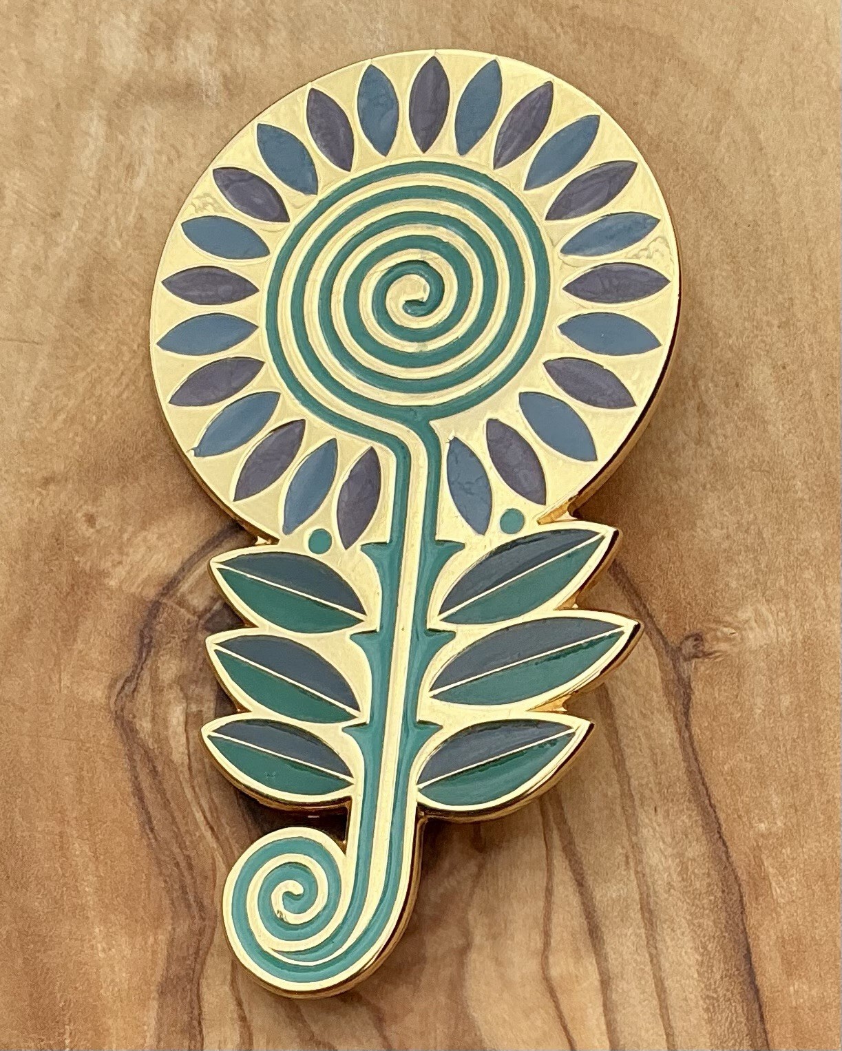 HTF Wendy Ramshaw (1939-2018) FLORA Enamel + Brass Large Brooch Vintage 1994
