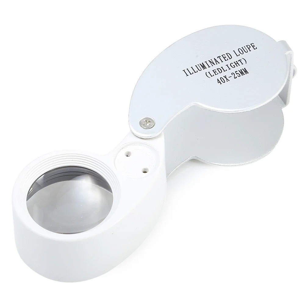 40X Magnifying Loupe Jewelry Eye Glass Magnifier LED Light Jewelers Loop Pocket