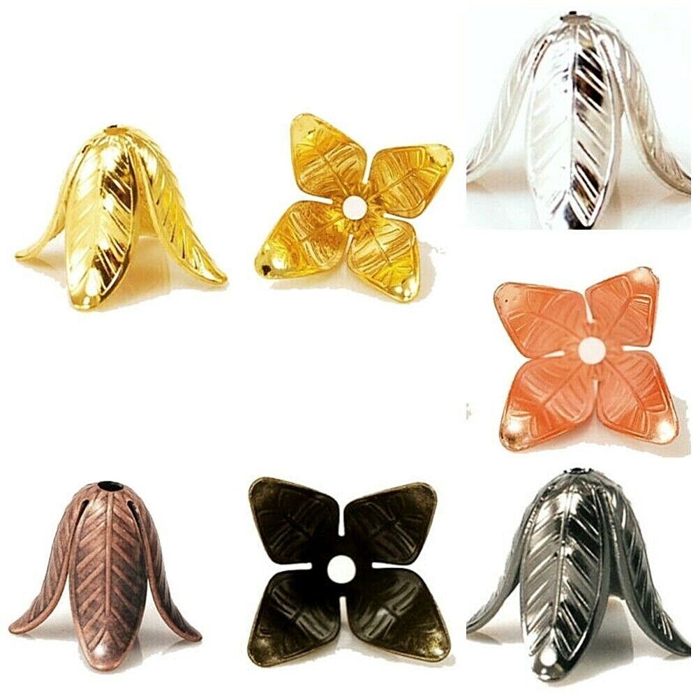 Tulip Rosebud Flower Cap Gold Silver Rose Copper 18x16mm 4pcs Jewelry Finding