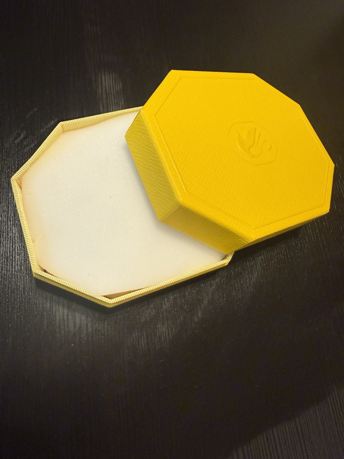 Yellow Octagon Paper/Cardboard Necklace Gift Box w/ Foam Insert, Holds 1