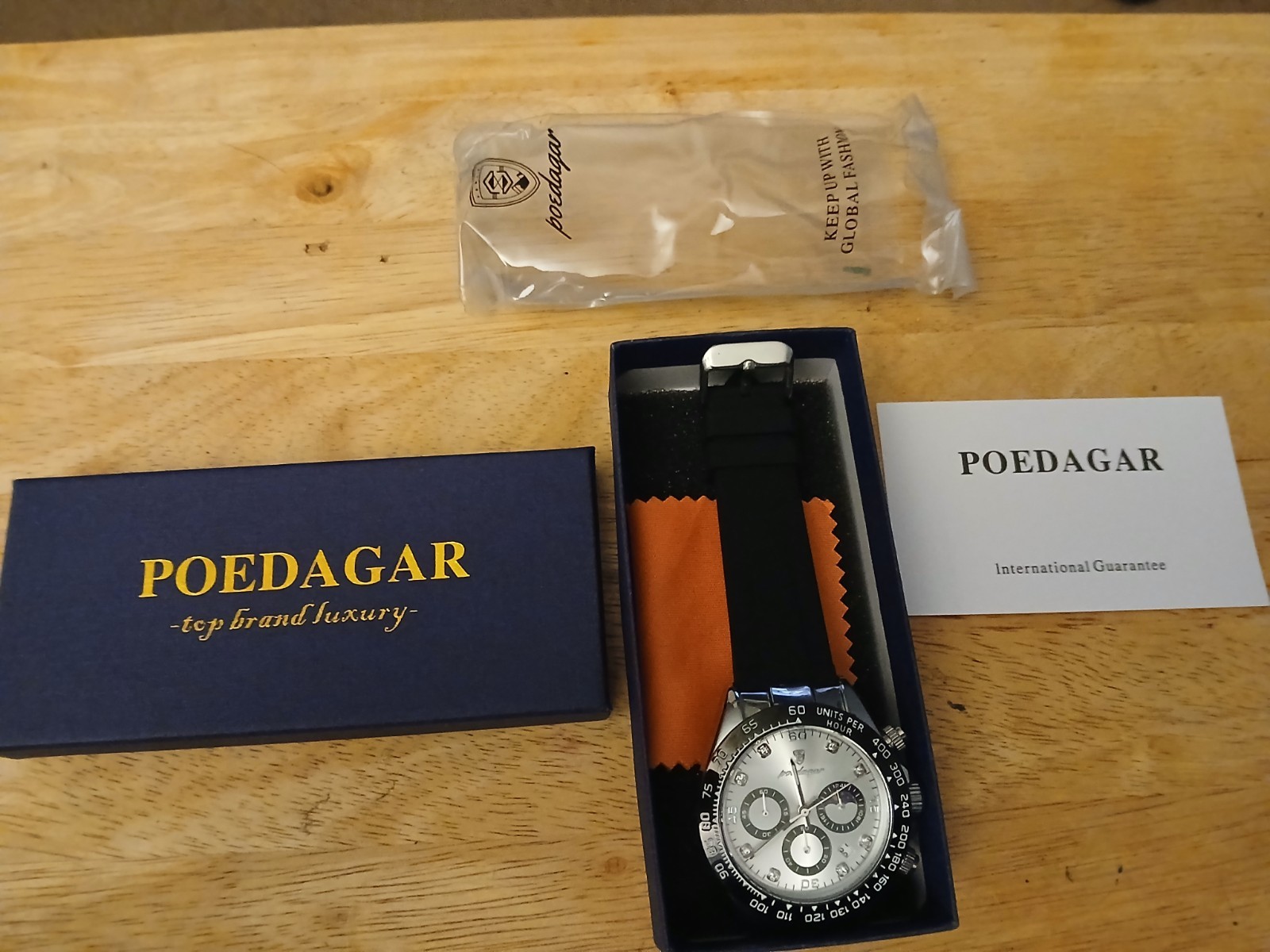 POEDAGAR Men’s Quartz Daytona Watch Chronograph..Waterproof .. Date.. Moon Phase