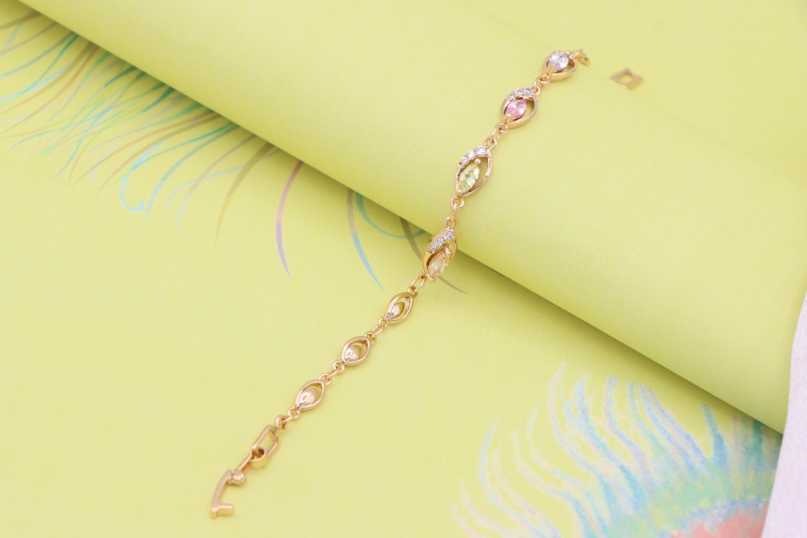 with Multicolor Stones and Crystals, XPBL0789 Rose Gold Bracelet