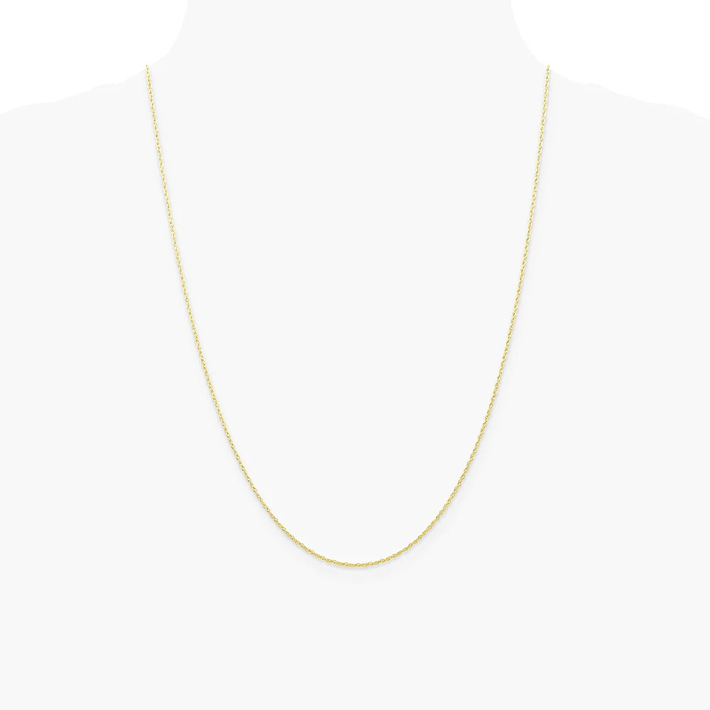10K Yellow Gold .7mm Carded Cable Rope Chain Necklace 16″-24″