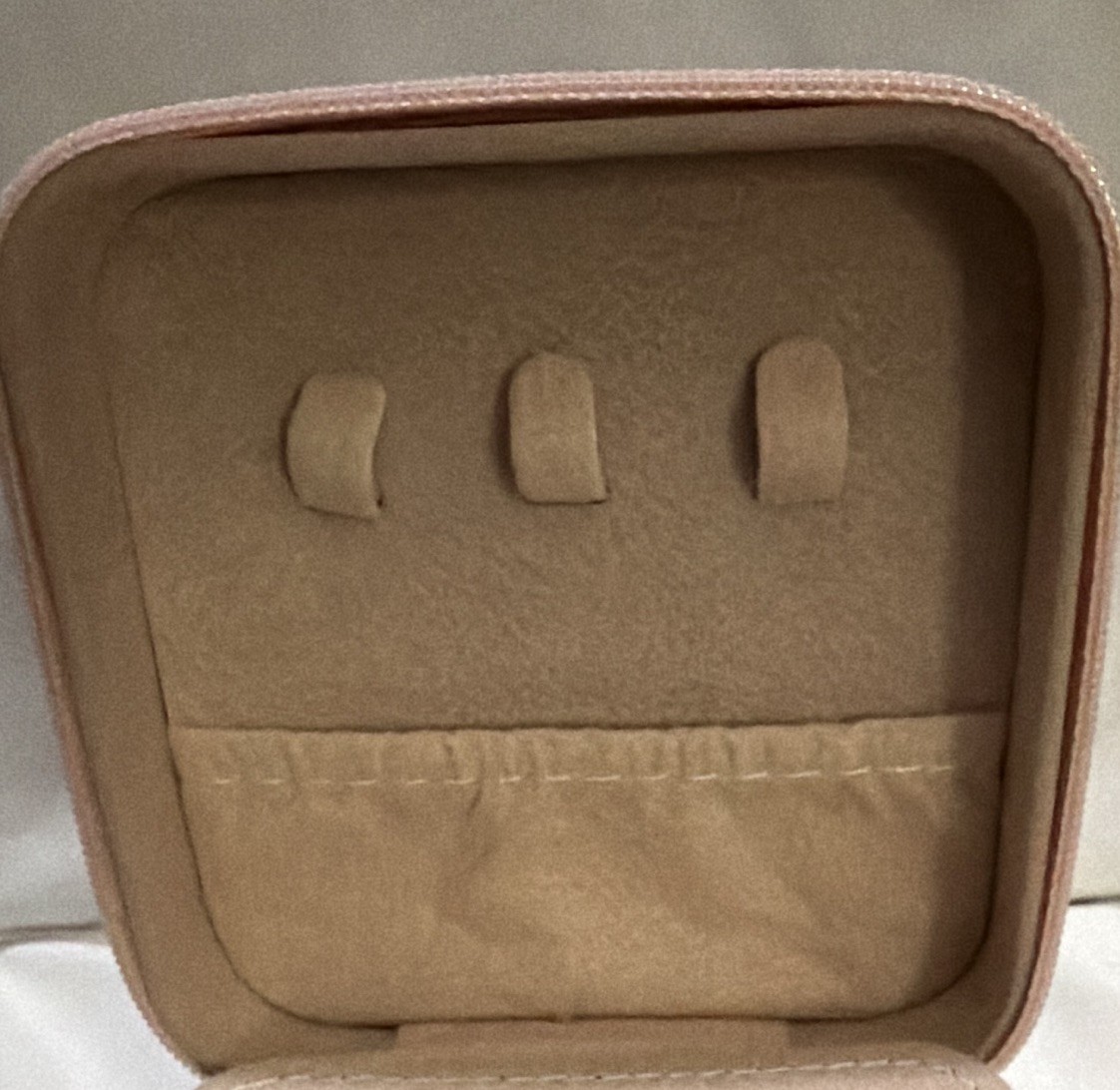 Pink Faux Leather Zipper Jewelry Box w/ Mirror, Velvet Lined, Cowgirl Western